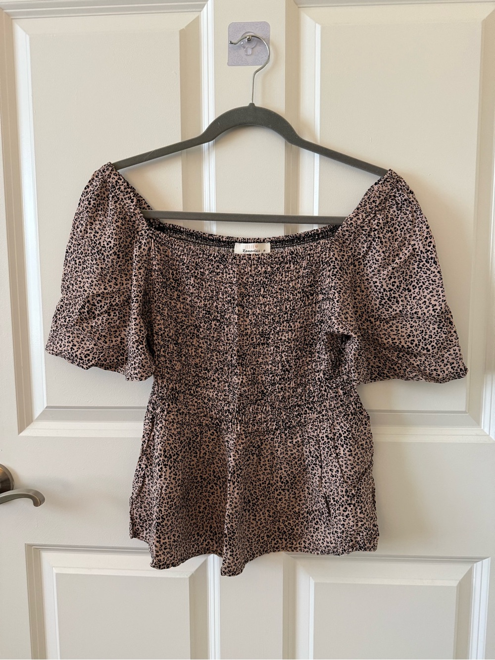 URBAN Romantics Leopard-Print Off-Shoulder Smocked Top